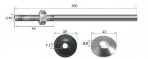 Haste Telha + Porca + Arruelas 5/16 x 300 R55 Inox-316 -10 peas